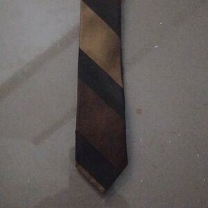 Vintage Wembley Brown, Olive and Black Striped Tie